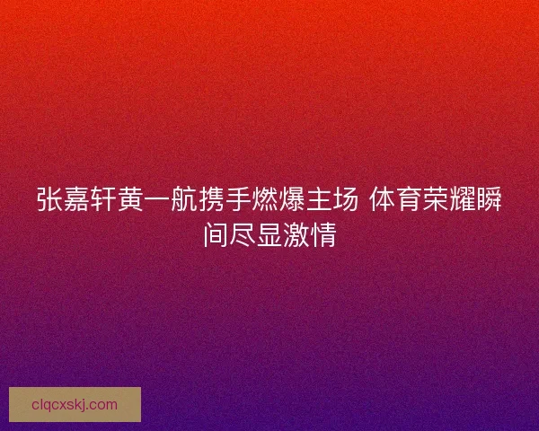 张嘉轩黄一航携手燃爆主场 体育荣耀瞬间尽显激情