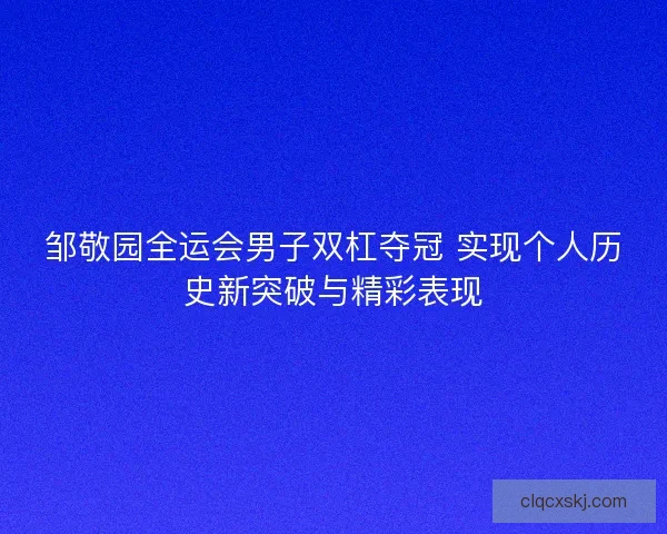 邹敬园全运会男子双杠夺冠 实现个人历史新突破与精彩表现